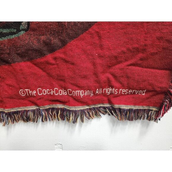 Vintage Coca-Cola Coke Blanket Advertising Soda Wall Art Fringed Tapestry 50x59 - Picture 4 of 6
